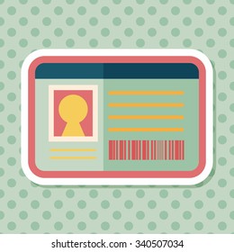 Identification card flat icon with long shadow