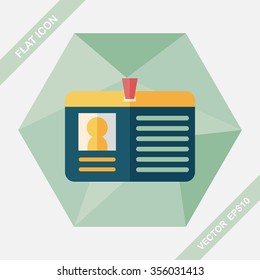 Identification card flat icon with long shadow