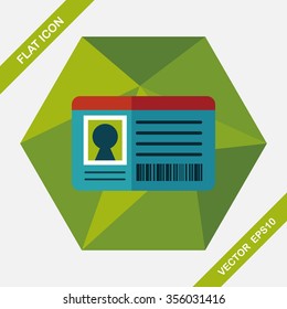 Identification card flat icon with long shadow