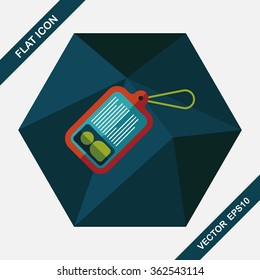 Identification card flat icon with long shadow