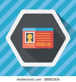 Identification card flat icon with long shadow