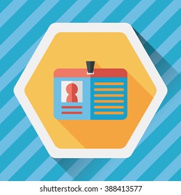 Identification card flat icon with long shadow