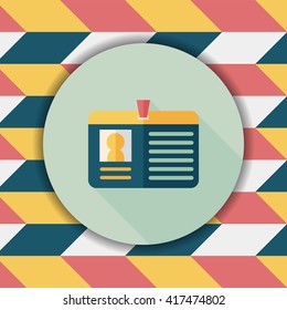 Identification card flat icon with long shadow