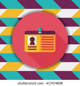 Identification card flat icon with long shadow