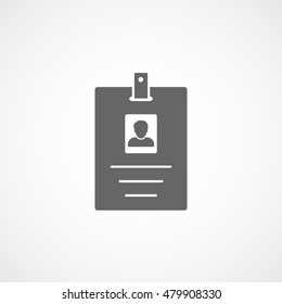 Identification Card Flat Icon On White Background