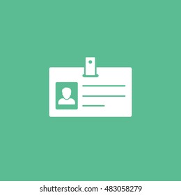 Identification Card Flat Icon On Green Background