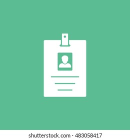 Identification Card Flat Icon On Green Background