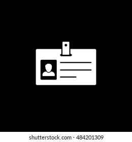 Identification Card Flat Icon On Black Background