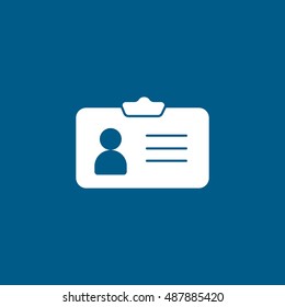 Identification Card Flat Icon On Blue Background