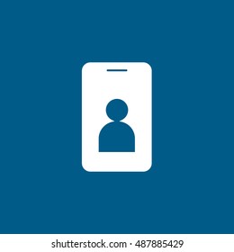Identification Card Flat Icon On Blue Background