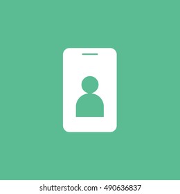 Identification Card Flat Icon On Green Background