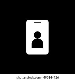 Identification Card Flat Icon On Black Background