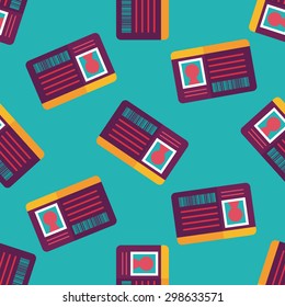 Identification card flat icon seamless pattern background