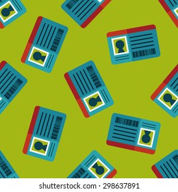 Identification card flat icon seamless pattern background