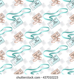 Identification card flat icon seamless pattern background