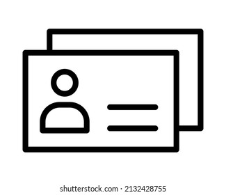 Identification card flat line icon. Document control, Identity card badge. Outline sign for mobile concept and web design, store.