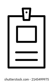 Identification card flat line icon. Document control, Identity card badge. Outline sign for mobile concept and web design, store.