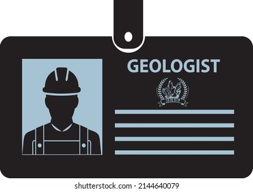 Identification card for a geologist on a clip. Vector illustration.