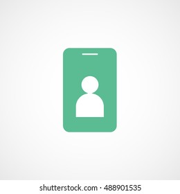 Identification Card Green Flat Icon On White Background