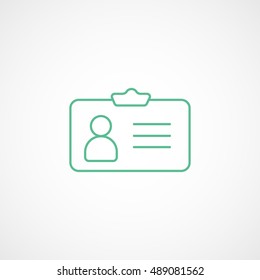 Identification Card Green Line Icon On White Background