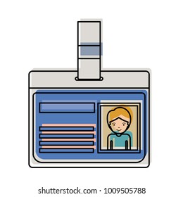 identification card with half body guy picture with short hair in watercolor silhouette
