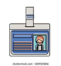 identification card with half body man picture with short hair and beard in watercolor silhouette