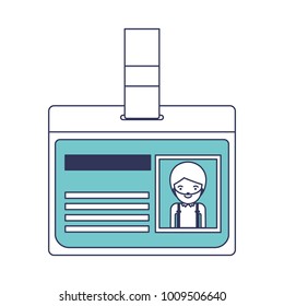 identification card with half body man picture with short hair and beard in blue color sections silhouette