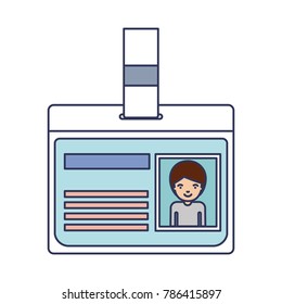 identification card with half body man picture with short hair in colorful silhouette