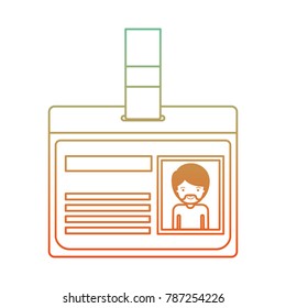 identification card with half body man picture with short hair and van dyke beard in degraded green to red color contour