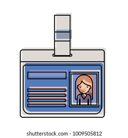 identification card with half body woman picture with long straight hair in watercolor silhouette