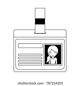 identification card with half body woman picture with pigtail hairstyle in black dotted silhouette