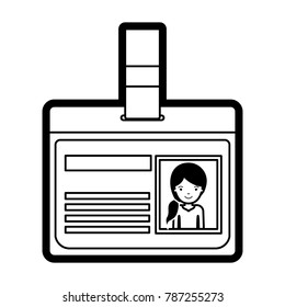 identification card with half body woman picture with pigtail hairstyle in black silhouette with thick contour