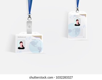 Identification card with holder. Realistic image. Vector illustration