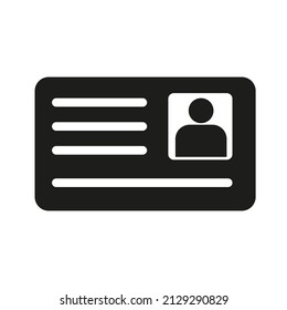 Icono de tarjeta de identificación. Icono negro sobre fondo blanco. eps10