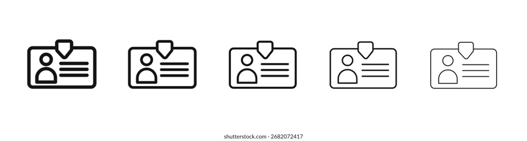 Ícone do cartão de identificação - sinal vetorial preto-e-branco