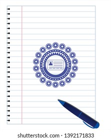 identification card icon blue ink pen emblem. Vector Illustration. Detailed.