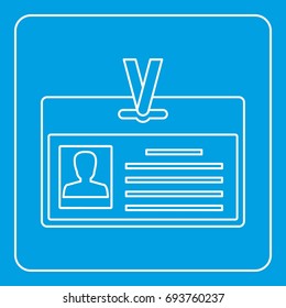 Identification card icon blue outline style isolated vector illustration. Thin line sign