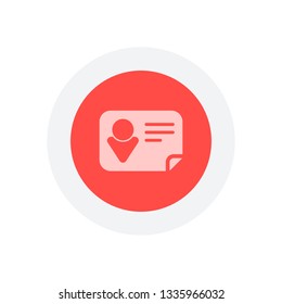 Identification card icon. Icon in colored circle with gray bold border. Web button, modern flat design