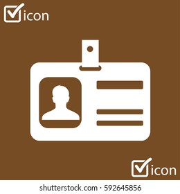 Identification card icon. Conference participant badge. Flat design style. 