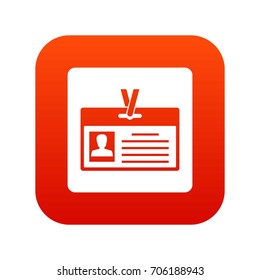 Identification card icon digital red for any design isolated on white vector illustration