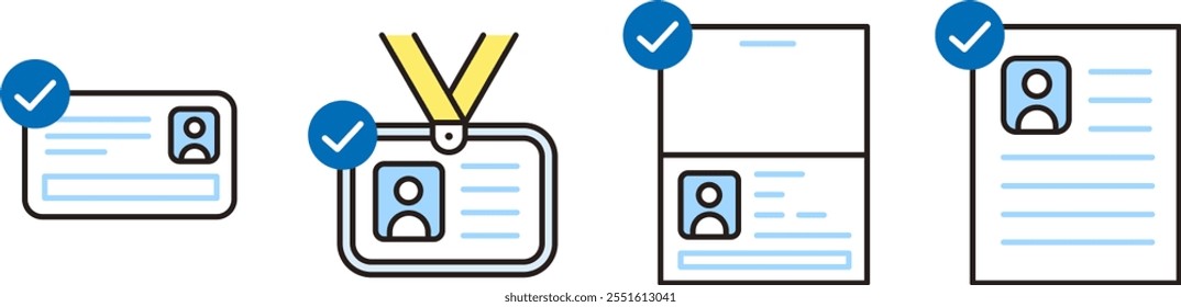 Icono de tarjeta de Identificación. Licencia del conductor, pasaporte, tarjeta de mi número, tarjeta de identificación, etc. Ilustración vectorial de verificación de identidad.