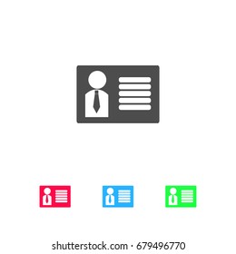 Identification card icon flat. Color pictogram on white background. Vector illustration symbol and bonus icons