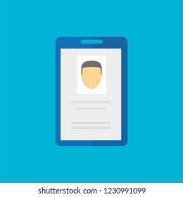 Identification card icon. Flat design style.