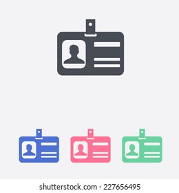 Identification card icon. Flat design style. EPS 10.