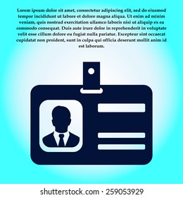 Identification card icon. Flat design style. EPS 10.