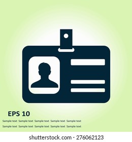 Identification card icon. Flat design style. EPS 10.
