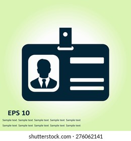 Identification card icon. Flat design style. EPS 10.
