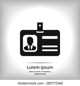 Identification card icon. Flat design style. EPS 10.