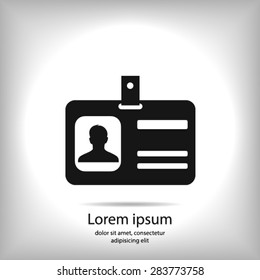 Identification card icon. Flat design style. EPS 10.