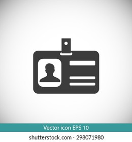 Identification card icon. Flat design style. EPS 10.